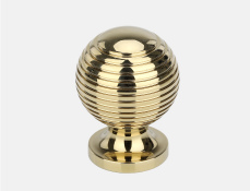 6677 Ribbed Ball Cabinet Knob — Polished brass