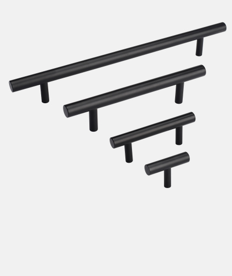 8814 Round Bar Cabinet Pull — Black