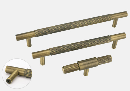 8838 Knurled Bar Cabinet Pull — Antique brass